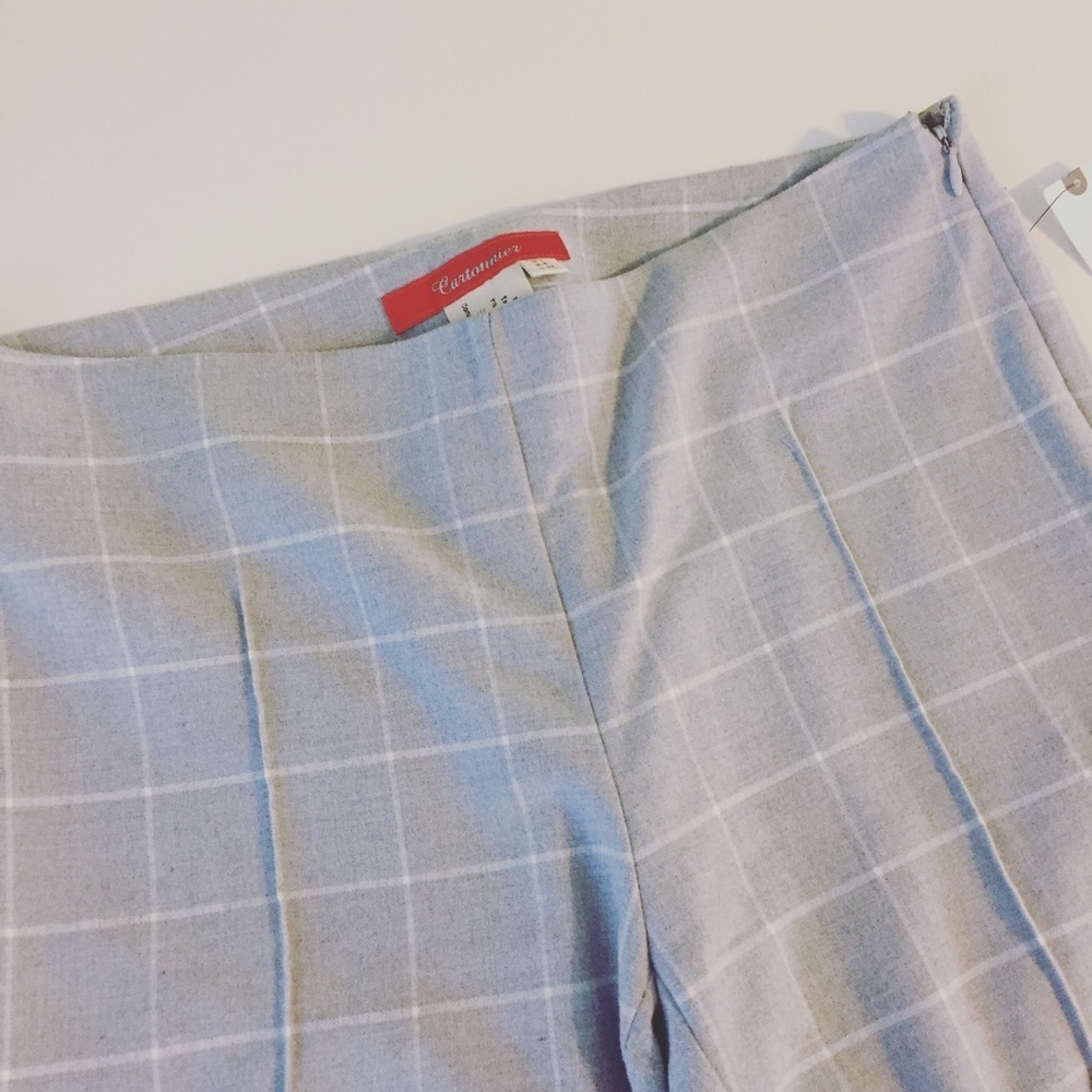 Anthropologie Cartonnier Grey Windowpane Gingham Pants Size 4 - Picture 6 of 8